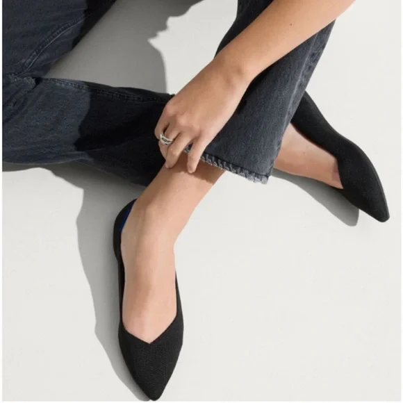 Rothy’s The Point Black Solid Pointed Toe Ballet Flats Shoes 5.5